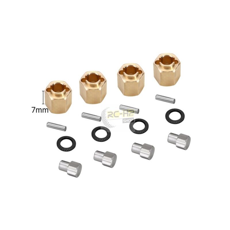 INJORA 4PCS 7mm Brass Wheel Hex Hub Extenders For 1/18 TRX4M (4M-02-7) - 4pcs 7mm(+3mm)