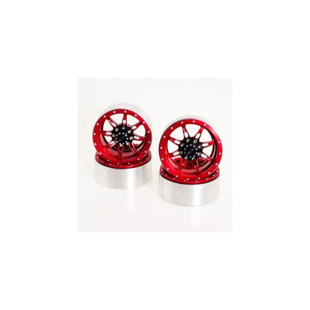 Roue Beadlock en aluminium de 1,9" 4 pièces - Spider - Rouge 4 pièces