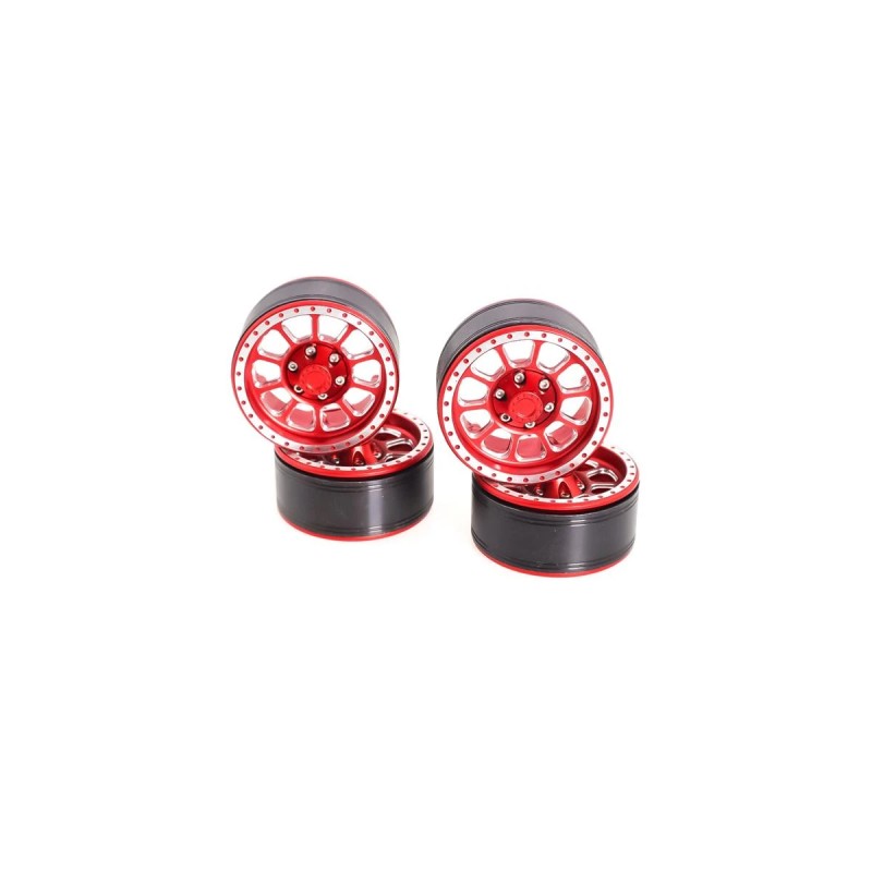 Beadlock en aluminium de 1,9" 4pcs - Dix - Rouge - 4pcs