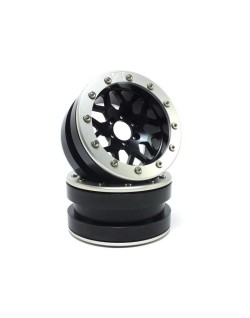 Beadlock Wheels PT-MESH black/silver 2.2 (2) w/o wheel hub