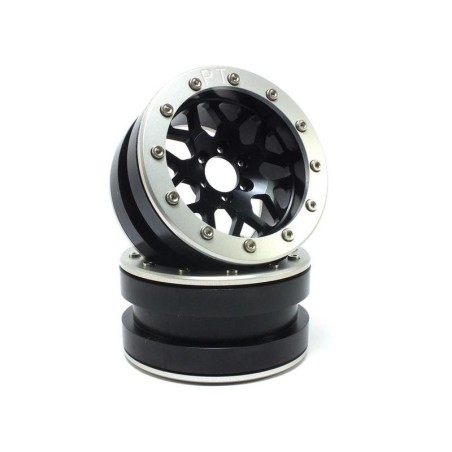 Beadlock Wheels PT-MESH black/silver 2.2 (2) w/o wheel hub